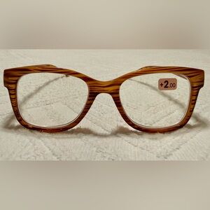 Reading glasses - New! - 2.0 - CE brand - brown tan acrylic frames. Perfect